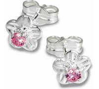 SilberDream Boucles d'oreilles femmes argent rose fleur zirconium 6mm SDO543A