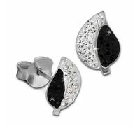 Silberdream Boucles Doreilles Feuilles Noires Et Blanches Zircon Cubique Boucles Doreilles En Argent 925 Gso602w