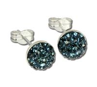 Silberdream Boucles Doreilles Hémisphère Bleu Zircone Argent 925 Boucles Doreilles Femme Gso217b