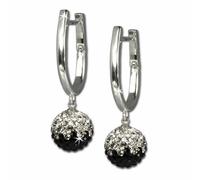 Silberdream Boucles Doreilles Noir Blanc Créoles Zircone Argent 925 Gso011s