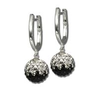Silberdream Boucles Doreilles Noires Zircone Boucles Doreilles Créoles Femme Argent 925 Gso004