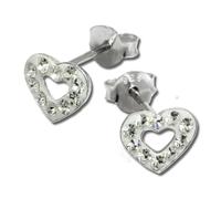 Silberdream Boucles Doreilles Ouvertes Coeur Blanc Zircone Boucles Doreilles Clous En Argent 925 Gso402w