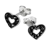 Silberdream Boucles Doreilles Ouvertes Coeur Noir Zircone Boucles Doreilles Clous En Argent 925 Gso402s