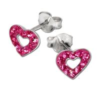 Silberdream Boucles Doreilles Ouvertes Coeur Rose Zircone Boucles Doreilles Clous En Argent 925 Gso402p