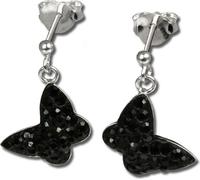 SilberDream Boucles d'oreilles papillon zircon noir clous d'oreilles argent D2GSO401S