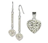 SilberDream Zirconia Set Pendentif Boucles d'oreilles Argent Cuir blanc Femme GSS041