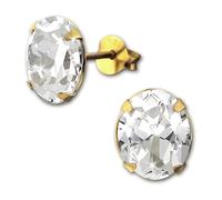 Silberdream Boucles Doreilles Pour Femme Boucles Doreilles Ovales En Argent 585 Plaqué Or Sdo9139yw