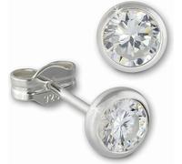 SilberDream Boucles d'oreilles pour femmes 925 argent blanc zircon 5mm SDO5535W