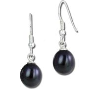 SilberDream Boucles d'oreilles pour femmes 925 argent noir perle Boucles d'oreilles 8mm SDO148S