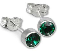 SilberDream Boucles d'oreilles pour femmes 925 argent vert zircon 5mm SDO503G