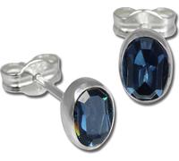 SilberDream Boucles d'oreilles pour femmes Argent bleu ovale Zirconia Boucles d'oreilles SDO552B