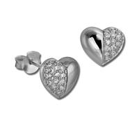 Silberdream Boucles Doreilles Puces Coeur Blanc Zircone Argent 925 Plaqué Or Rose Gso2907j