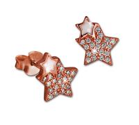 Silberdream Boucles Doreilles Puces Étoile Blanche Zircone Argent 925 Plaqué Or Rose Gso2904e
