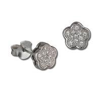Silberdream Boucles Doreilles Puces Fleur Blanche Zircone Argent 925 Plaqué Or Rose Gso2905j