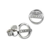 Silberdream Boucles Doreilles Rondes Blanches Zircone Boucles Doreilles Clous Femme Argent 925 Gso509w