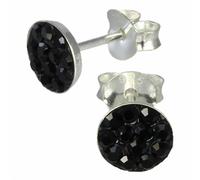 Silberdream Boucles Doreilles Rondes Noires Zircone Boucles Doreilles Clous Femme Argent 925 Gso252s