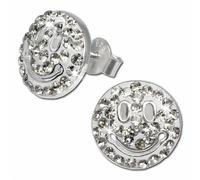 Silberdream Boucles Doreilles Smiley Blanc Zircone Argent 925 Boucles Doreilles Clous Femme Gso218w