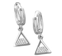 Silberdream Boucles Doreilles Triangle Blanc Zircone Boucles Doreilles Créoles Femme Argent 925 Gso482w