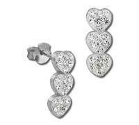 Silberdream Boucles Doreilles Trois Coeurs Blanches Zircone Boucles Doreilles En Argent 925 Gso606w