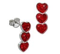 Silberdream Boucles Doreilles Trois Coeurs Rouges Zircone Boucles Doreilles Argent 925 Gso606r