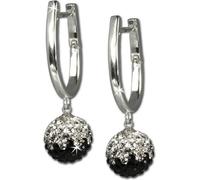 SilberDream Boucles d'oreilles zircon noir blanc Créoles 925 Argent D2GSO011S