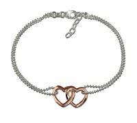 Silberdream Bracelet 18cm Bracelet Rose Double Coeur Dames Argent Sda2158t