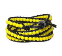 Silberdream Bracelet Boule De Verre Marron Jaune Femme - Cuir De Vachette Tannée - La2624y