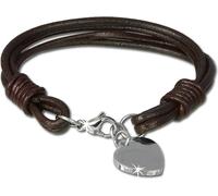SilberDream Bracelet cuir acier inoxydable Bijoux de bras brun cœur hommes hommes LAP005B