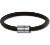 SilberDream bracelet cuir acier inoxydable brun foncé femme homme 20cm LAB1120