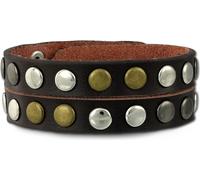 SilberDream bracelet cuir acier inoxydable brun foncé wrap optique hommes LAP088N