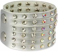 SilberDream bracelet cuir bijoux de bras argent zirconium femmes LAC221K