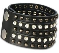 SilberDream bracelet cuir bijoux de bras noir zirconium femmes LAP231S