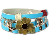 SilberDream bracelet cuir -vachette tannée- turquoise fleur femme LA2913T