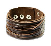 SilberDream Bracelet de Cuir fixation en boutons-pression Couleur brun Taille de 20 à 23cm Bracelet pour homme LA2249B