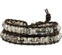 SilberDream Bracelet en cuir Bijoux de bras marron blanc veiné Femmes LAN002