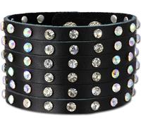 SilberDream Bracelet en cuir Bijoux de bras noir zirconium Femme LAC221S