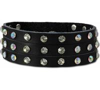 SilberDream Bracelet en cuir Bijoux de bras noir zirconium Femme LAC222S