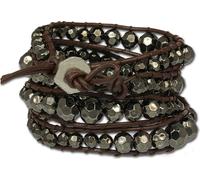 SilberDream bracelet en cuir -vachette- cuir brun perle métallique dames LA2917B