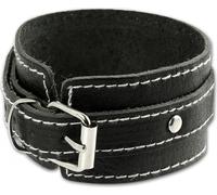 SilberDream Bracelet en cuir -vachette tannée- bijoux noir hommes LA1189S