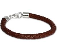 SilberDream Bracelet en cuir -vachette tannée- brun Femme Homme LA1649B
