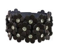 Silberdream Bracelet Fleur Pailletée Marron Femme - Cuir De Vachette Tannée - La5668b