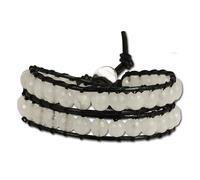Silberdream Bracelet Grain Noir Blanc Bracelet Femme Bijoux Cuir Lan007