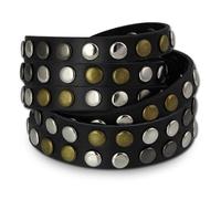 Silberdream Bracelet Look Wrap Noir Bijoux Homme Cuir Acier Inoxydable Lap087s