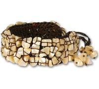 SilberDream Bracelet pour femme 18cm perles brunes tressées textile pierre SDA016