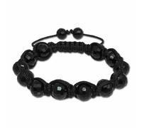 Silberdream Bracelet Shamballa Bijoux Noir Femme 14 Boules 18-23cm Sda914