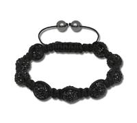 Silberdream Bracelet Shamballa Bijoux Noir Femme 9 Boules 18-23cm Sda924