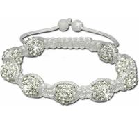 SilberDream Bracelet Shamballa pour dames 18-23cm blanc 9 boules zirconium SDA930