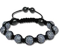 SilberDream Bracelet Shamballa pour femme 18-23cm blanc 9 cristaux zirconium SDA921