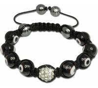 SilberDream Bracelet Shamballa pour femme 18-23cm blanc boules zirconium verre SDA927