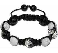 SilberDream Bracelet Shamballa pour femme 18-23cm blanc boules zirconium verre SDA929